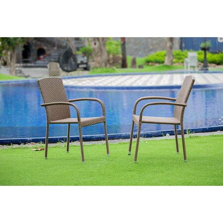 Invernadero Jubi Patio Chair with Cushion, Brown Wicker & Beige Cushion IN2576352
